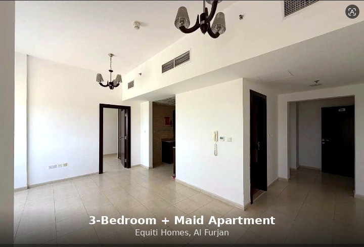 Exceptional 3-Bedroom + Maid apartment for sale in Equiti Homes, Al Furjan.